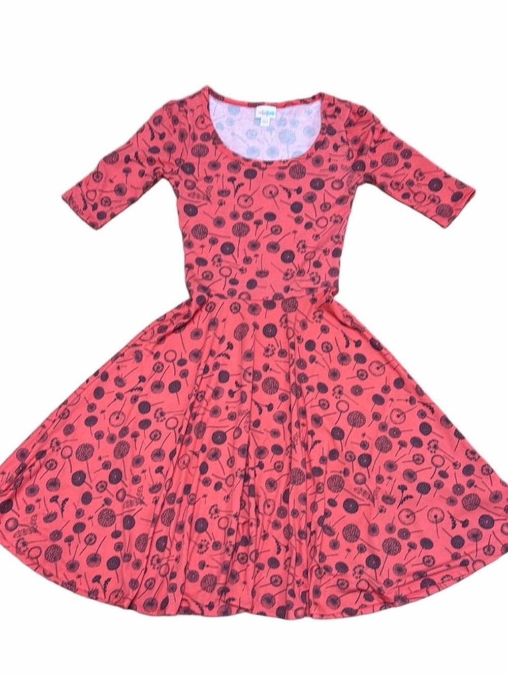 Lularoe Nicole salmon/coral dandelion med size dress